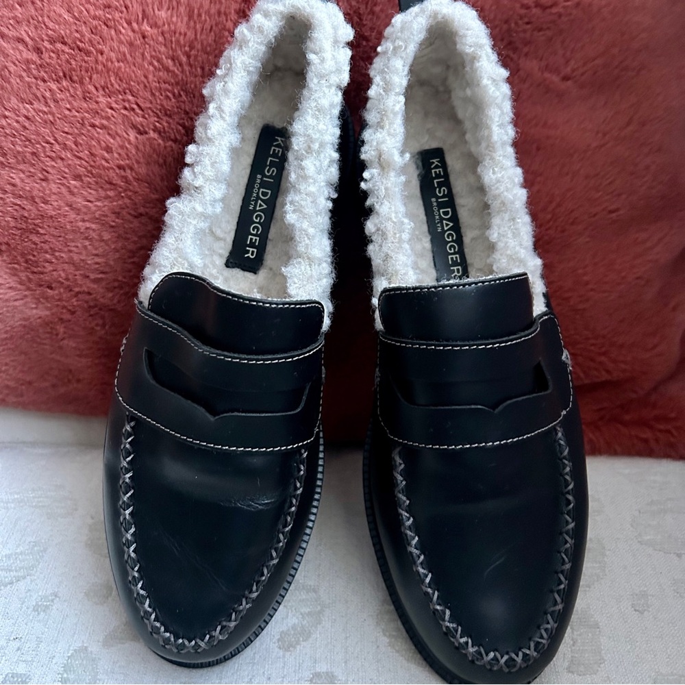 Kelsi Dagger Lens Faux Shearling Lined Loafer in Black 8